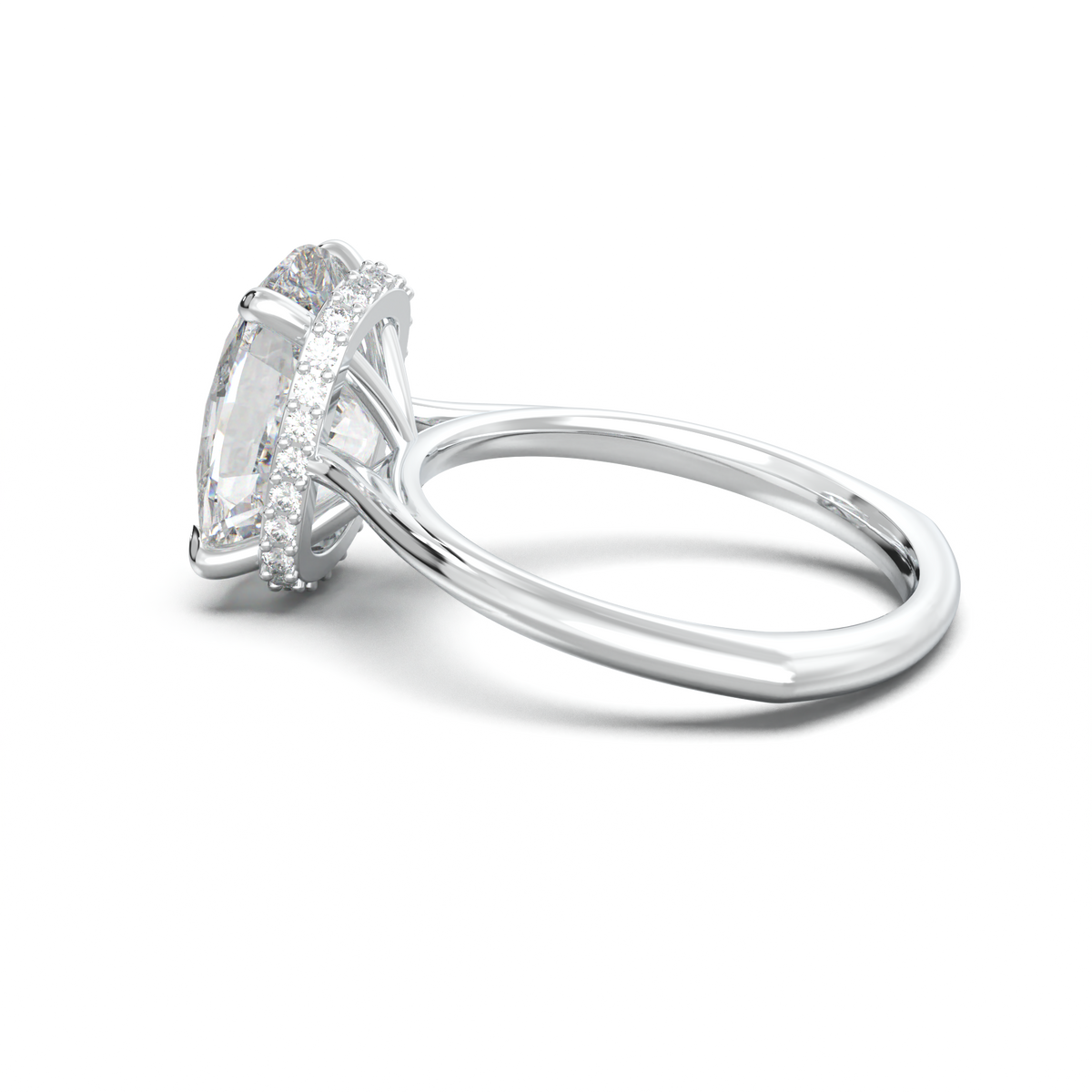 Cushion Hidden Halo Engagement Ring