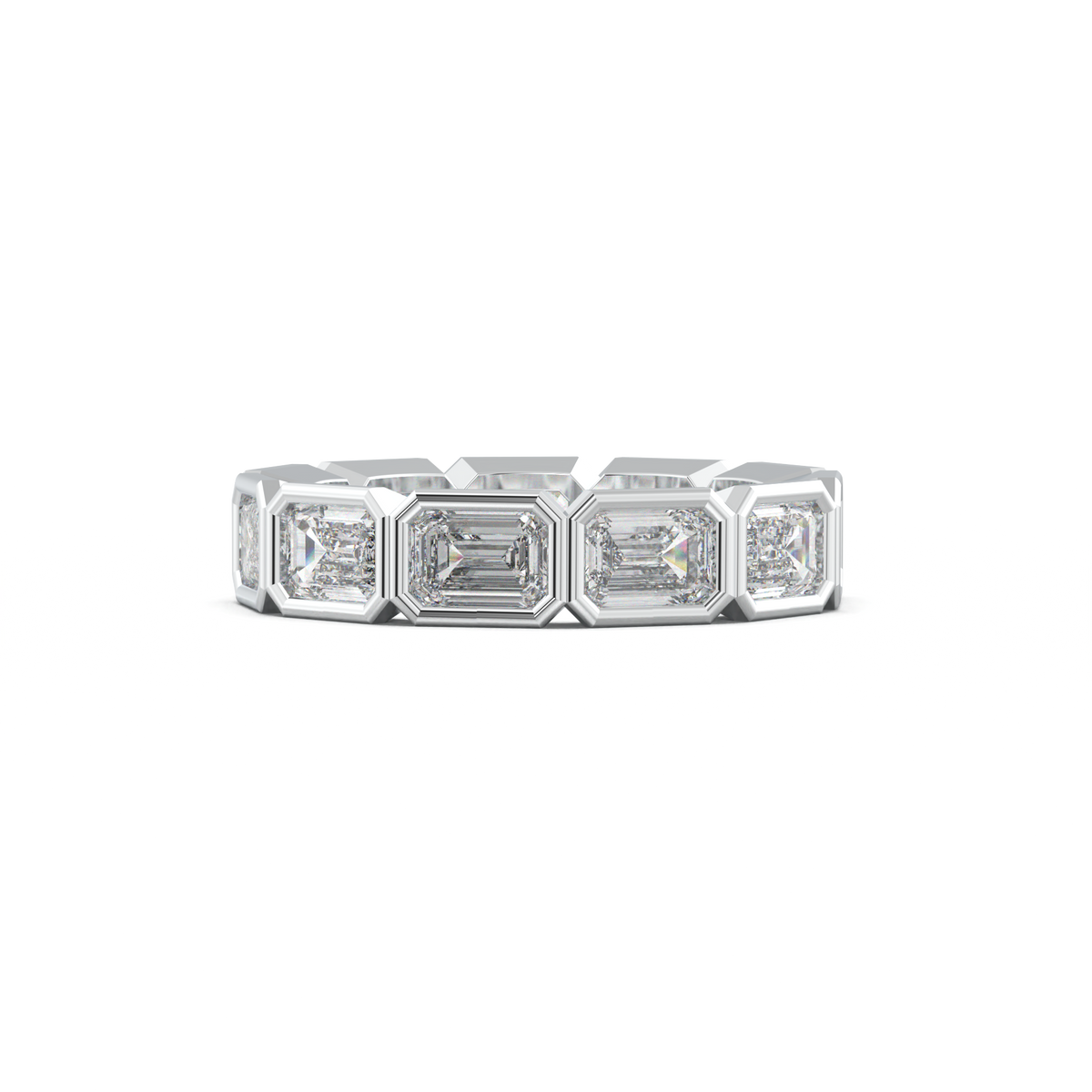Emerald-Cut Bezel-Style Eternity Wedding Band