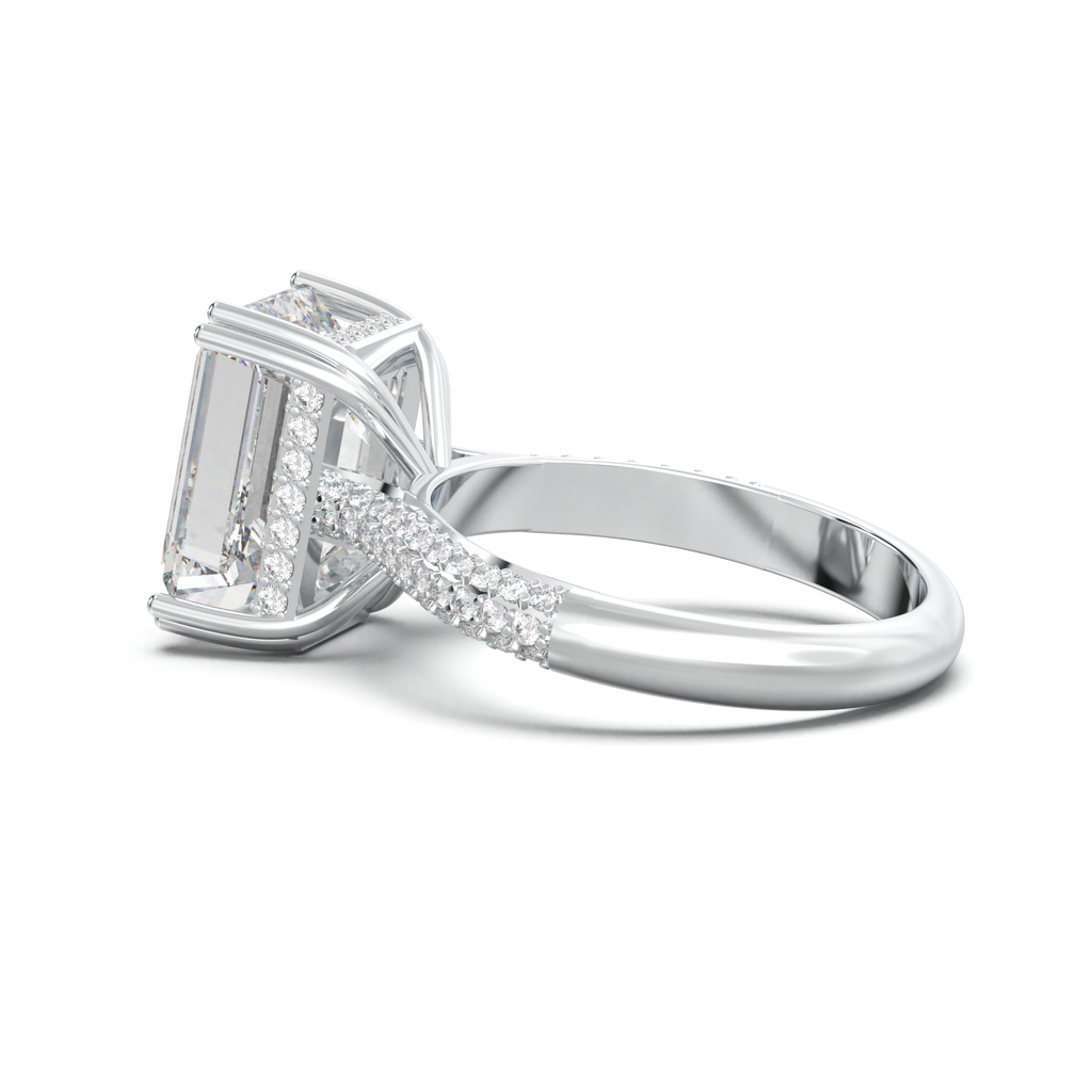 Emerald Double Pavé Engagement Ring
