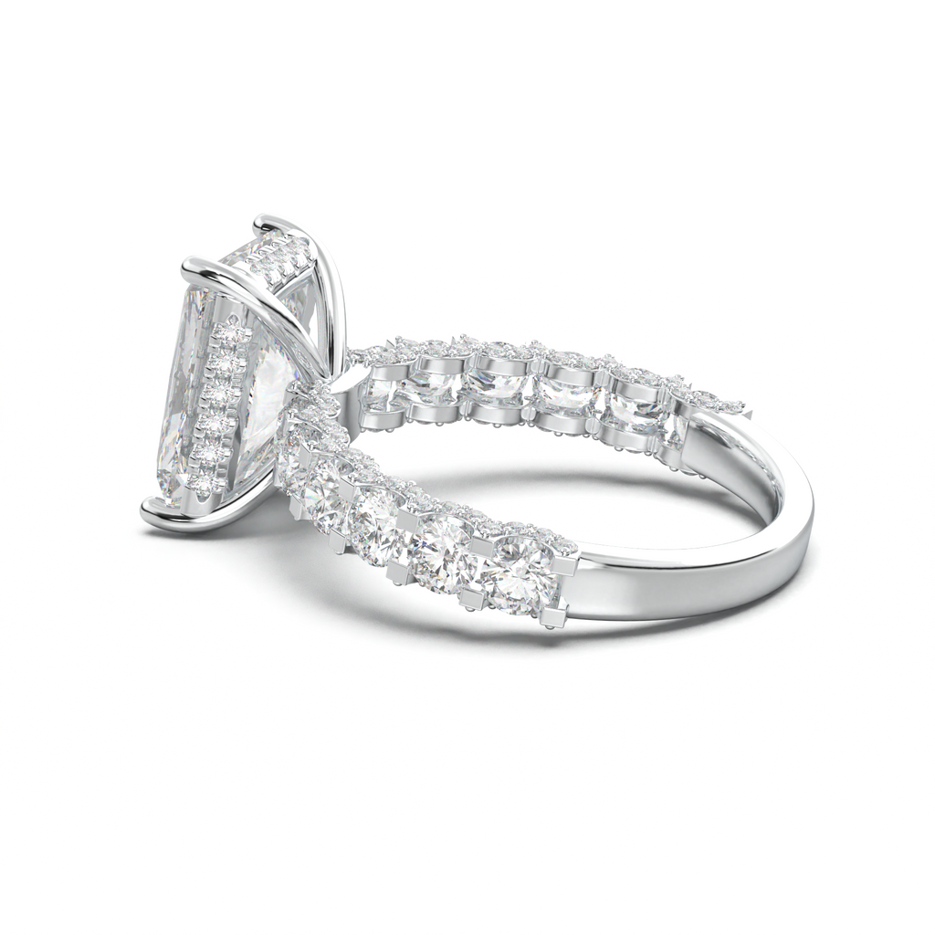 Radiant Diamond Band Engagement Ring