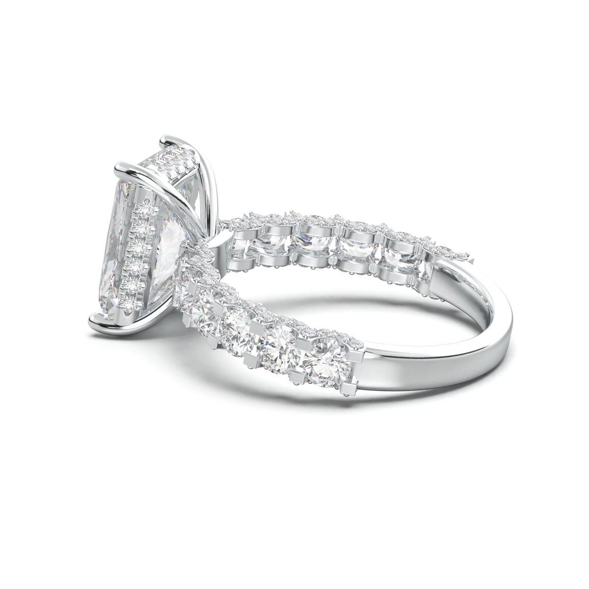 Radiant Diamond Band Engagement Ring