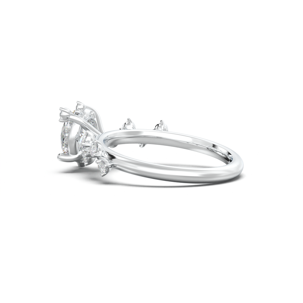 Round Botanical Accent Engagement Ring