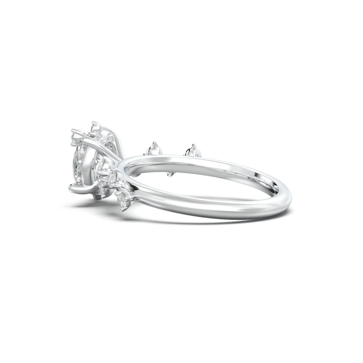 Round Botanical Accent Engagement Ring