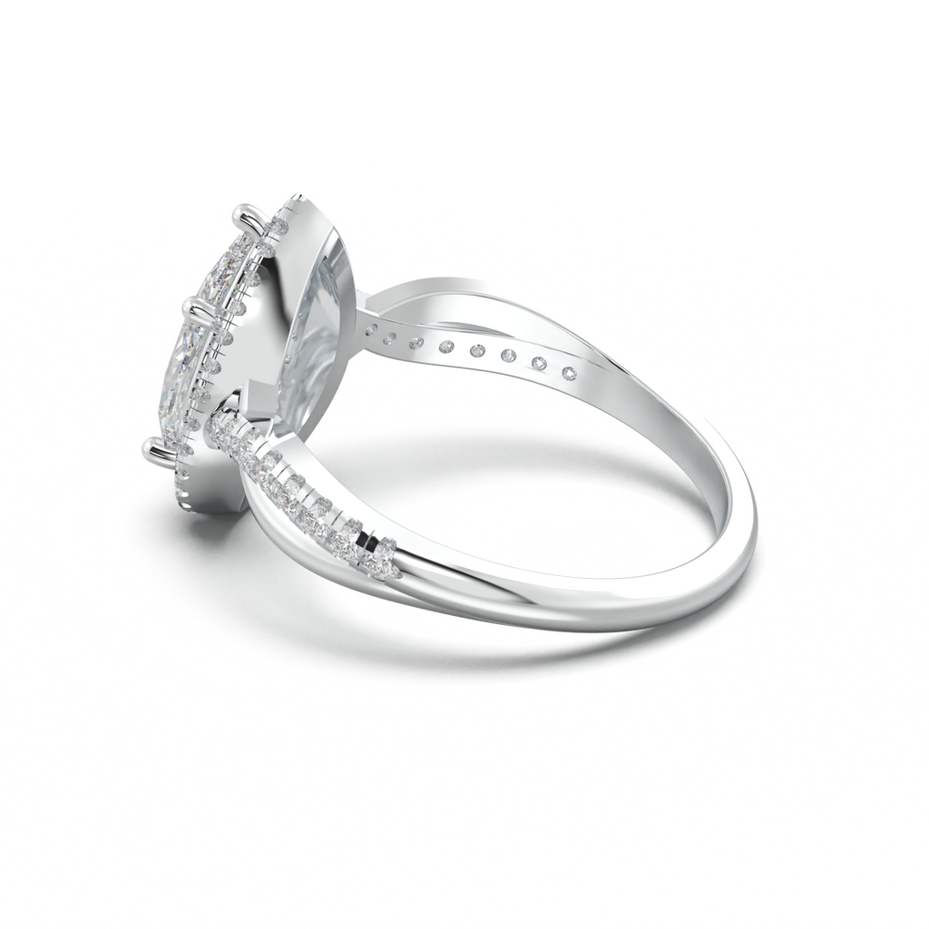 Pear Halo Twisted Pavé Engagement Ring