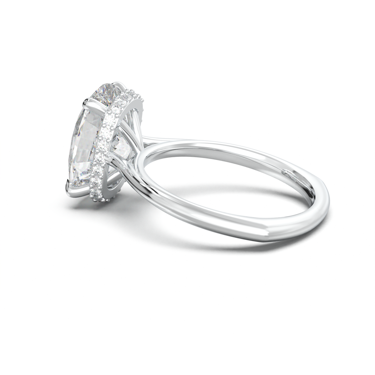 Cushion Hidden Halo Engagement Ring