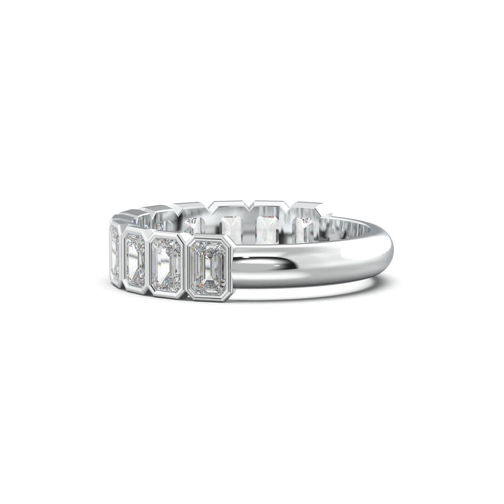 Emerald Bezel Half-Eternity Wedding Band