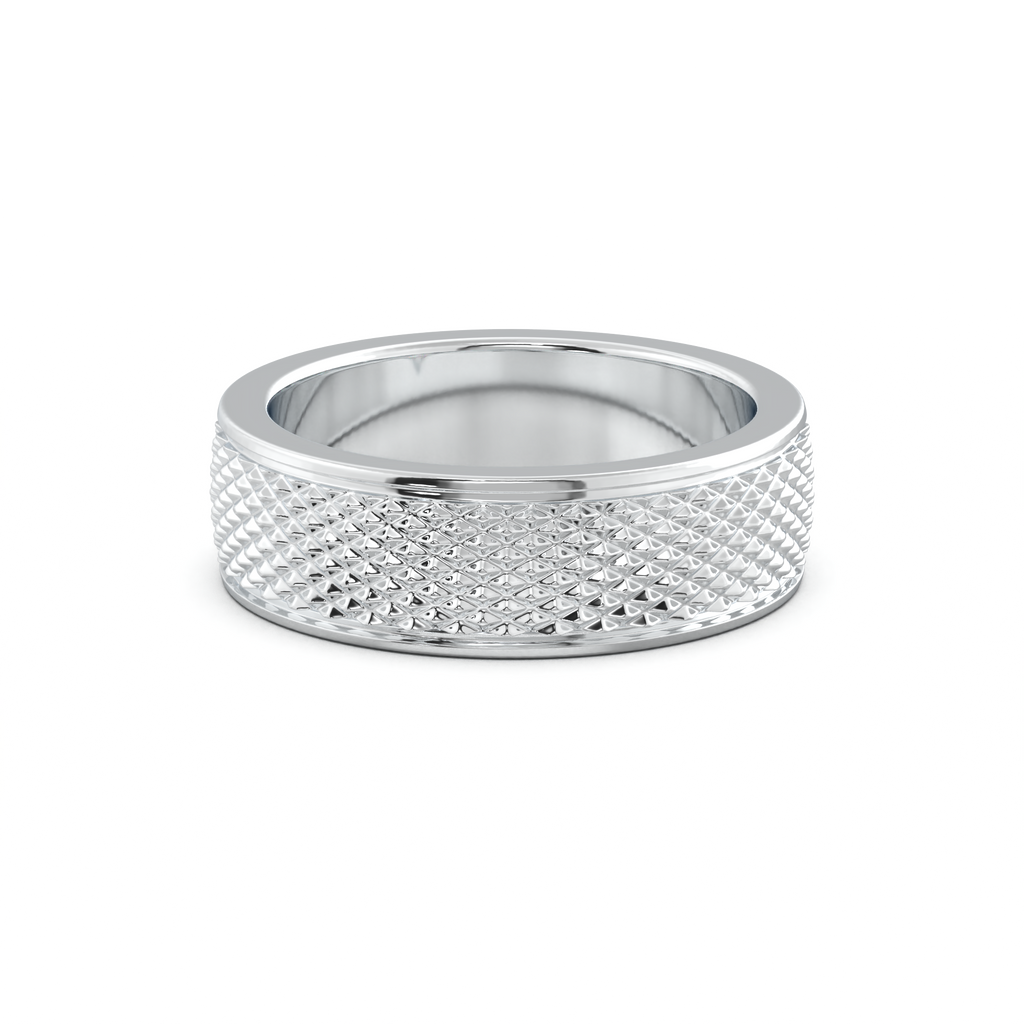 Diamond-Cut Textured Men's Wedding Band