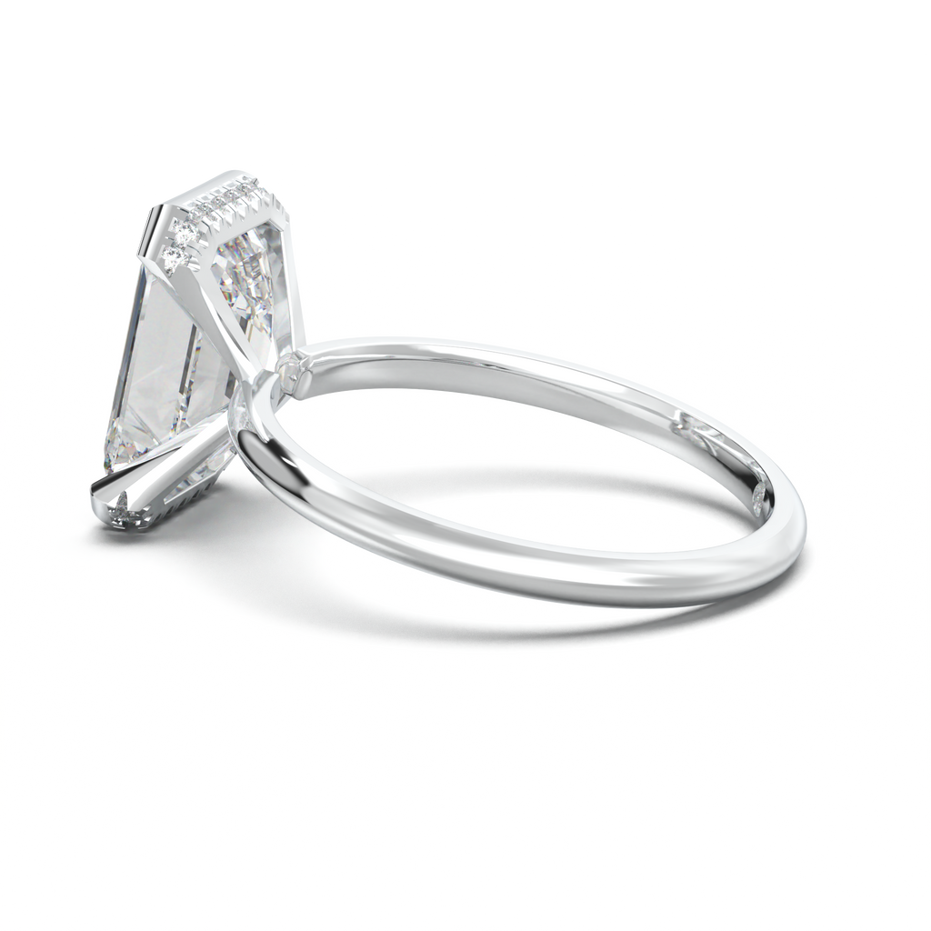 Emerald Hidden Halo Engagement Ring
