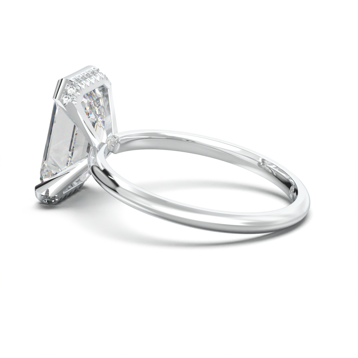 Emerald Hidden Halo Engagement Ring