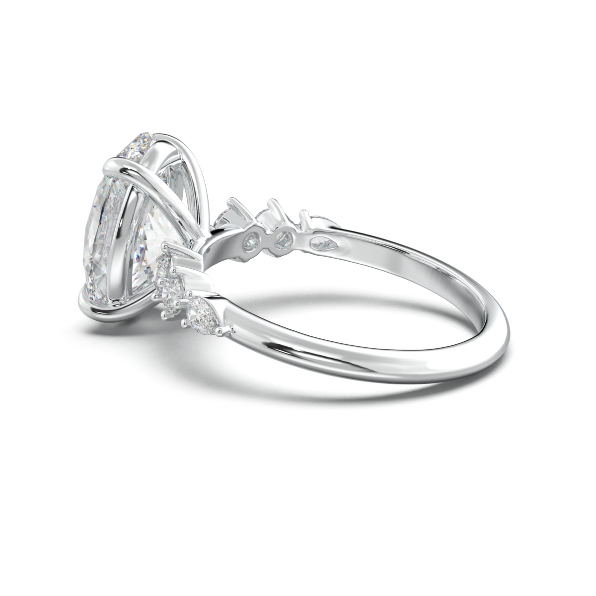 Oval Pear-Accent Engagement Ring