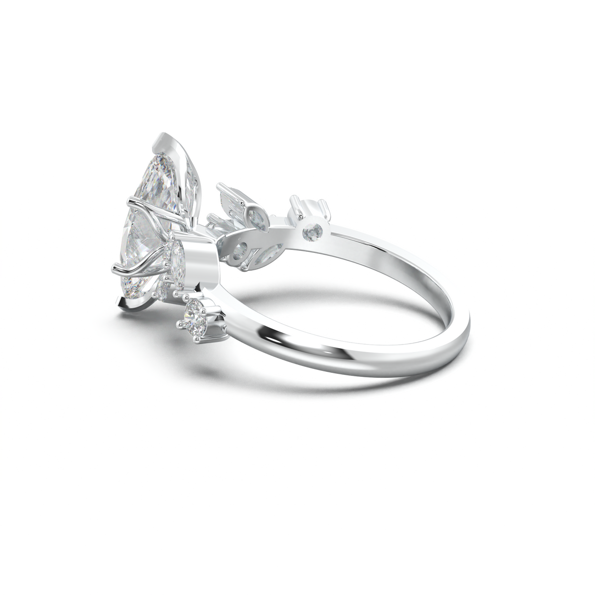 Marquise Mixed Side-Stone Engagement Ring
