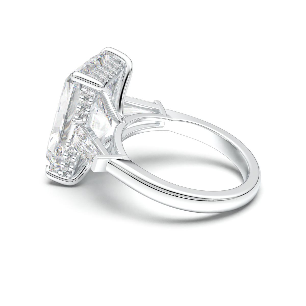 Radiant Baguette Hidden Halo Engagement Ring