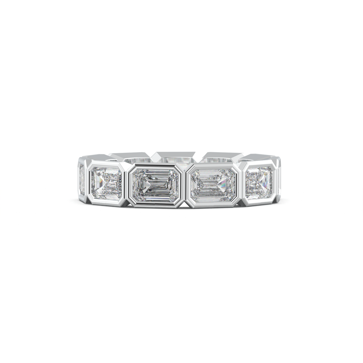 Emerald-Cut Bezel-Style Eternity Wedding Band