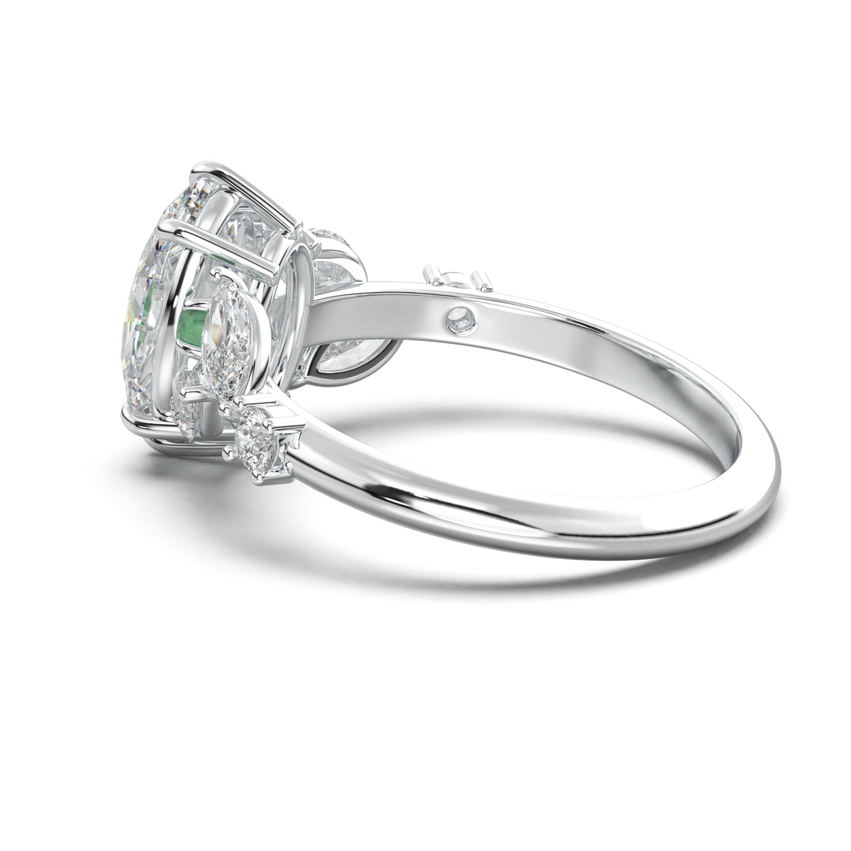 Oval Marquise-Accent Engagement Ring