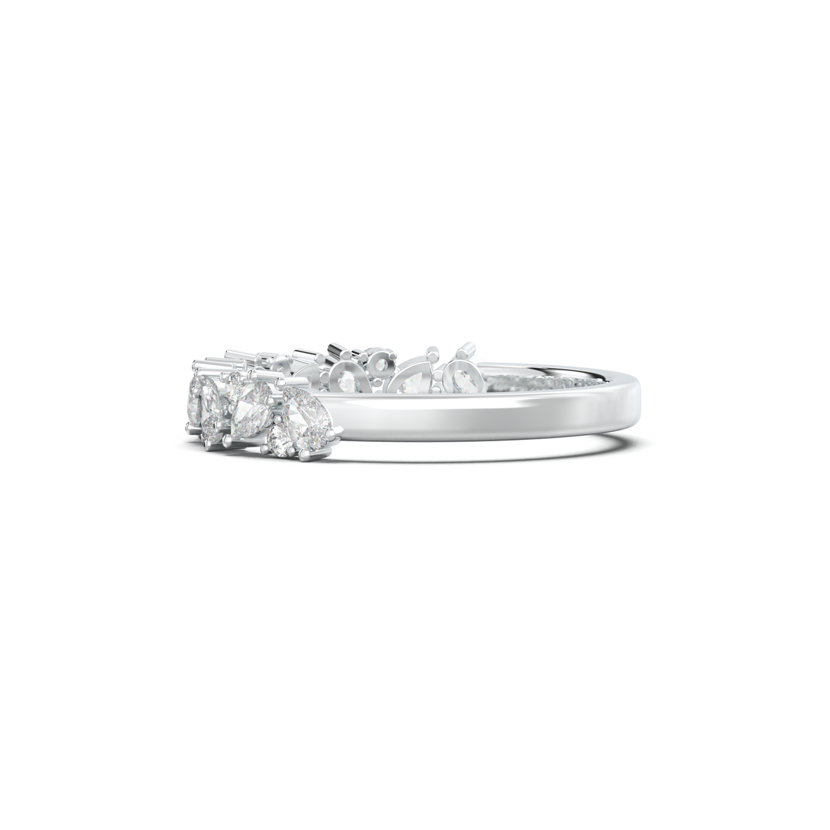 Alternating Pear & Round Half-Eternity Wedding Band