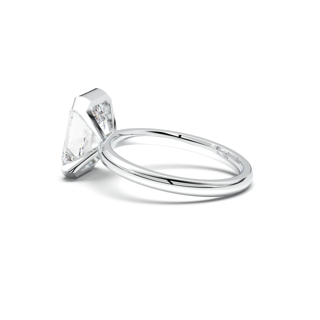 Emerald Cut Half-Bezel Engagement Ring