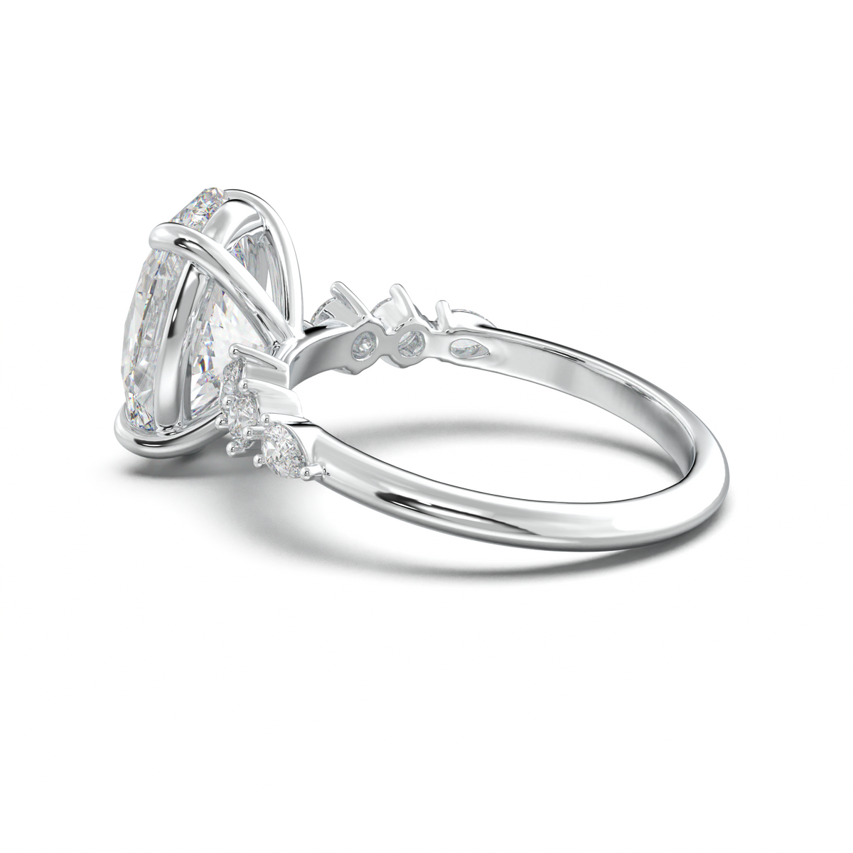 Oval Pear-Accent Engagement Ring