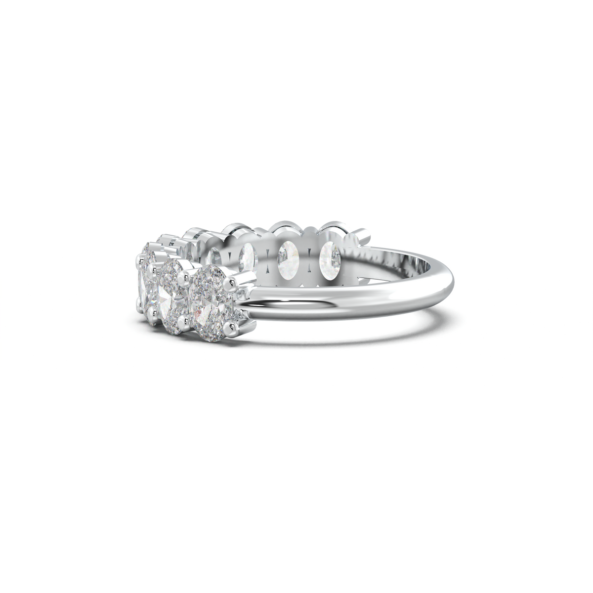 Nine-Oval Half-Eternity Wedding Band