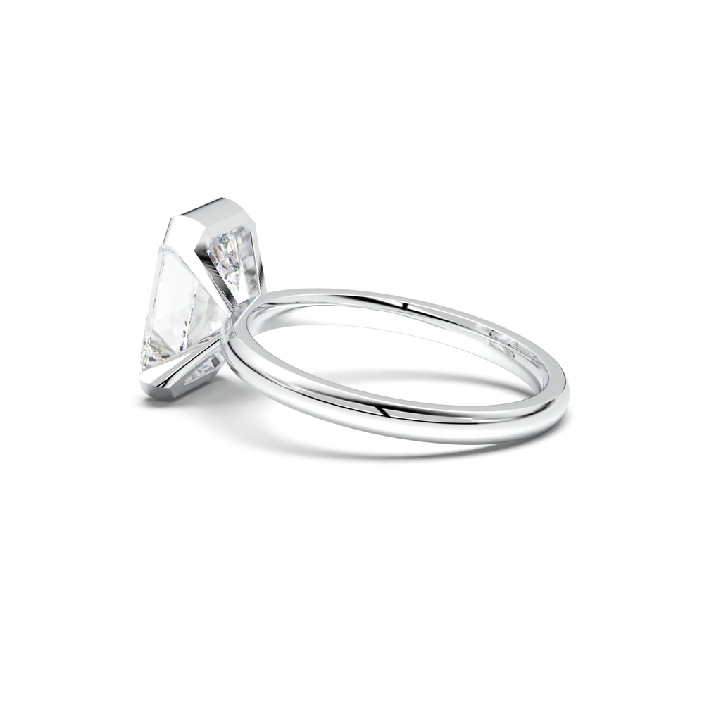 Emerald Cut Half-Bezel Engagement Ring
