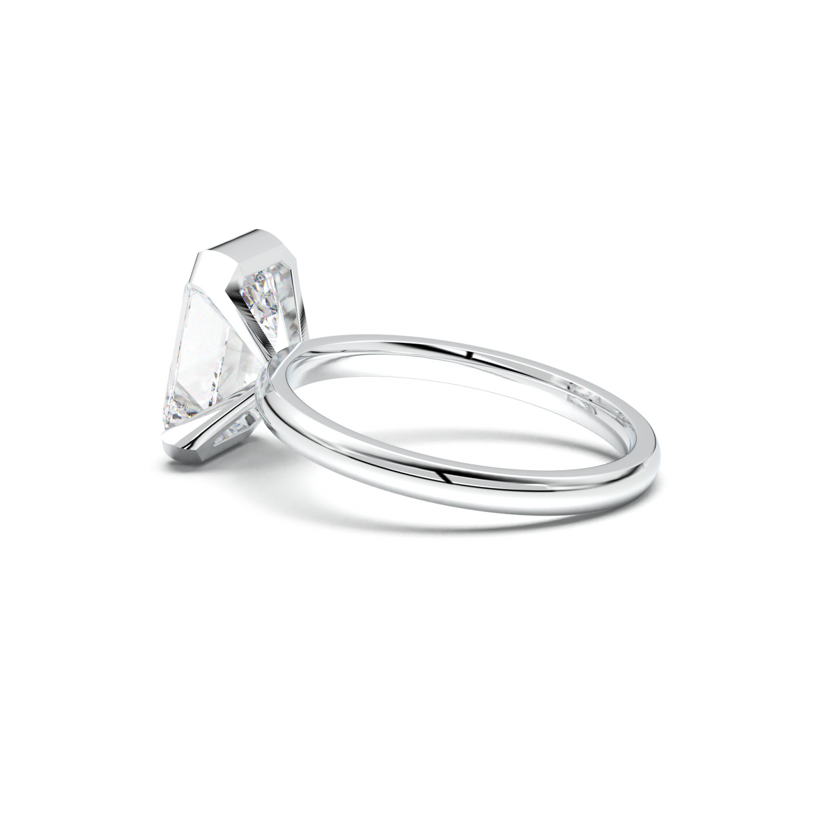 Emerald Cut Half-Bezel Engagement Ring