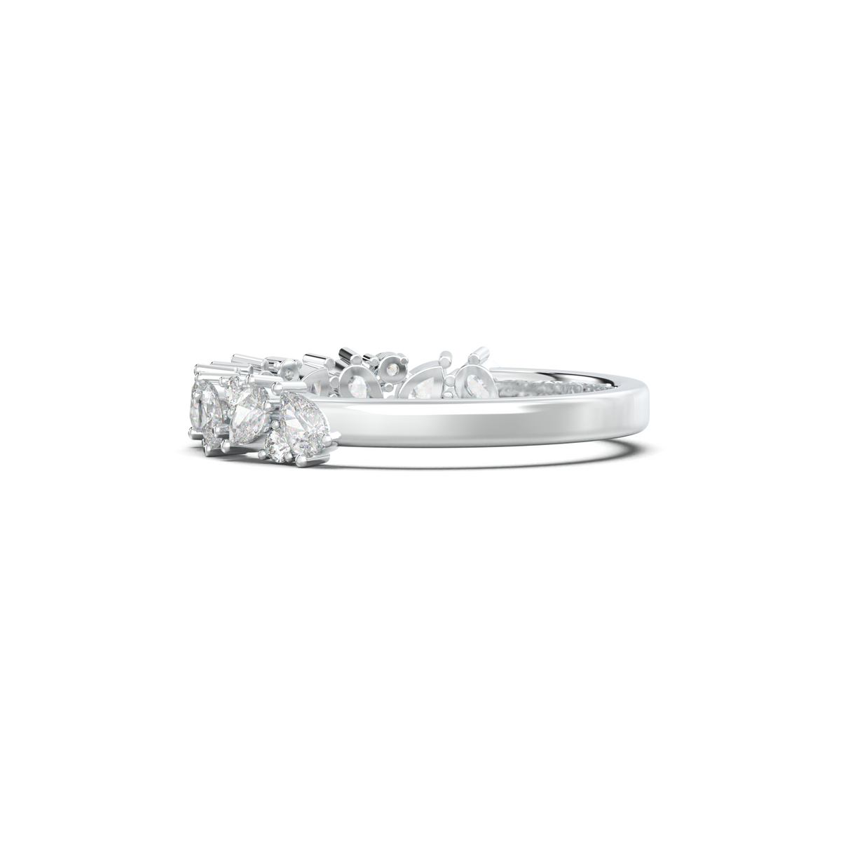 Alternating Pear & Round Half-Eternity Wedding Band