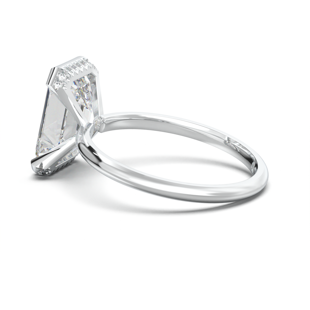 Emerald Hidden Halo Engagement Ring