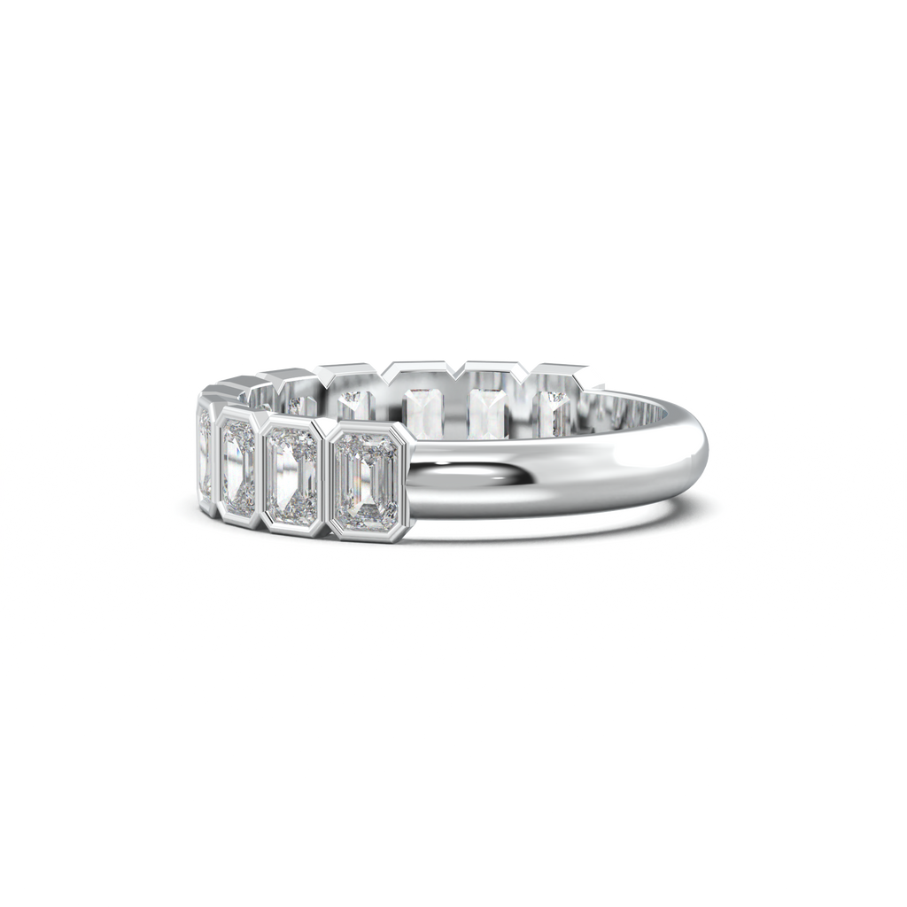 Emerald Bezel Half-Eternity Wedding Band