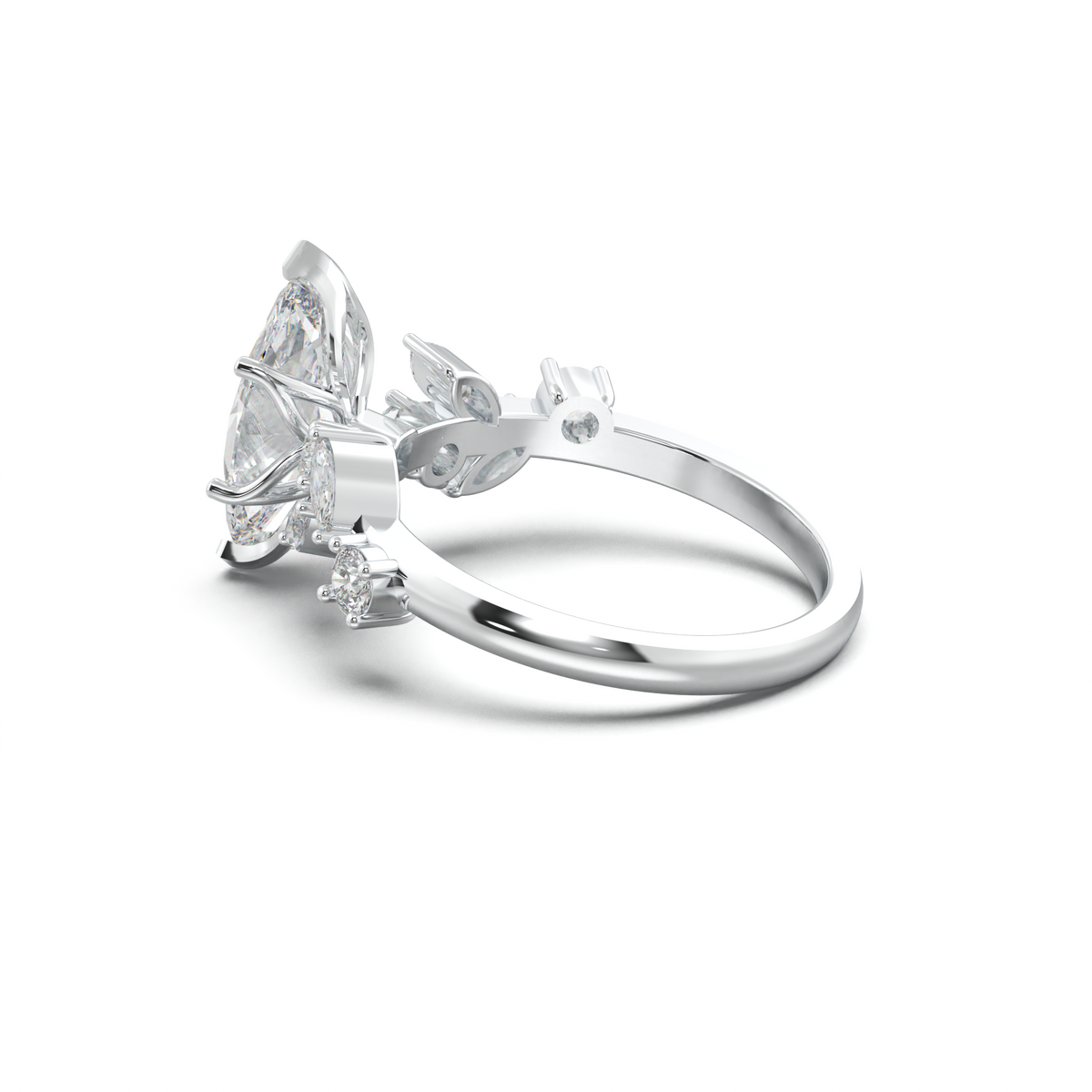 Marquise Mixed Side-Stone Engagement Ring