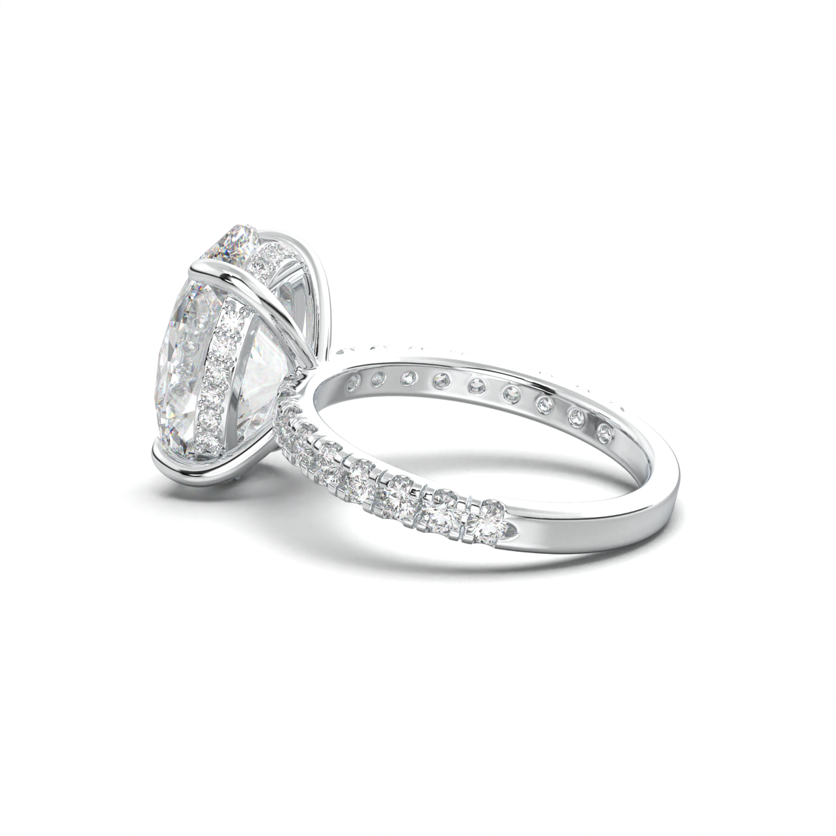 Cushion Hidden Halo Pavé Engagement Ring