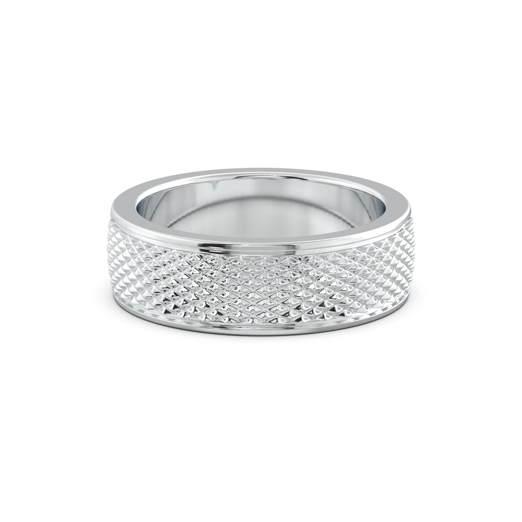 Diamond-Cut Textured Men's Wedding Band