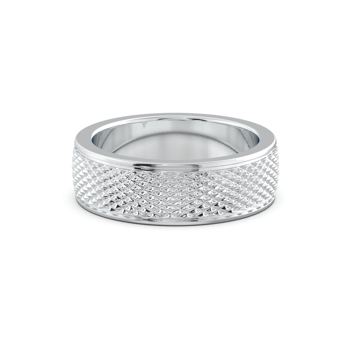 Diamond-Cut Textured Men's Wedding Band