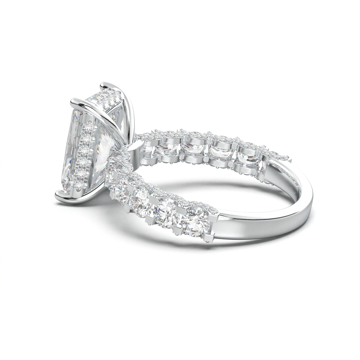 Radiant Diamond Band Engagement Ring