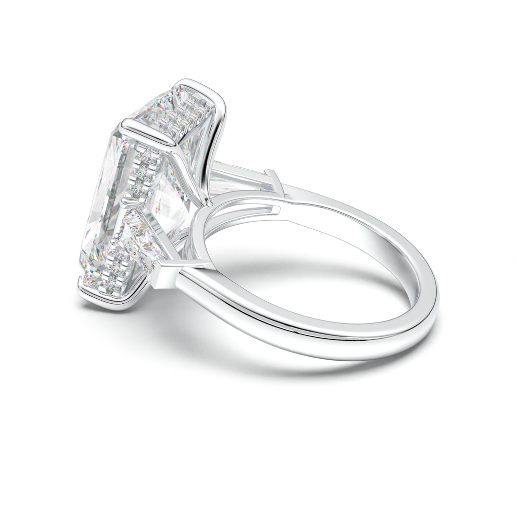 Radiant Baguette Hidden Halo Engagement Ring