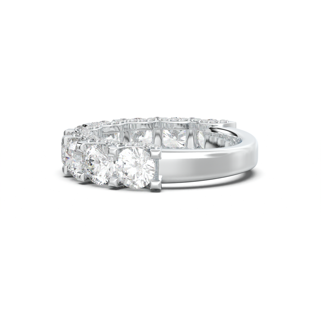 Round Diamond Pavé-Edge Wedding Band