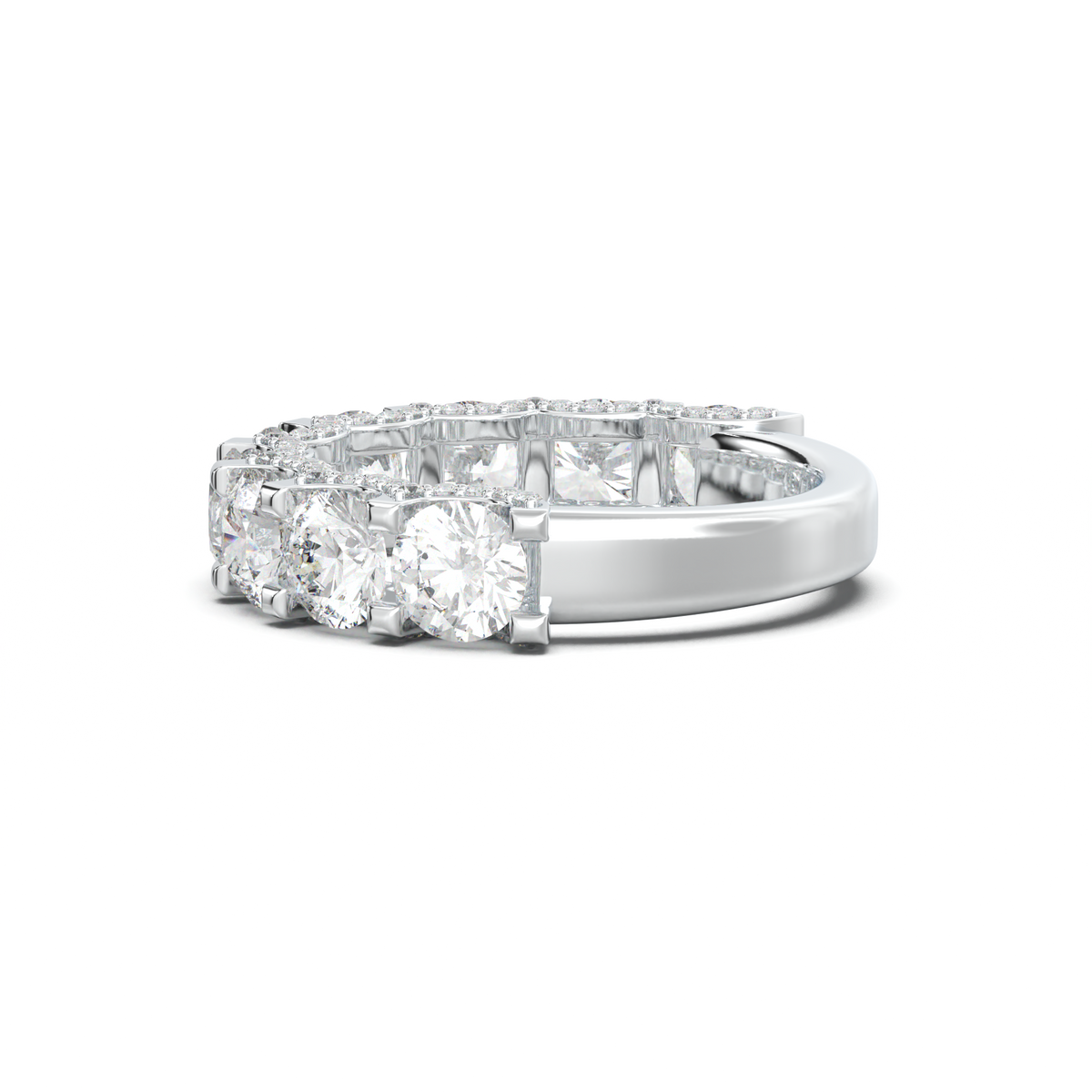 Round Diamond Pavé-Edge Wedding Band