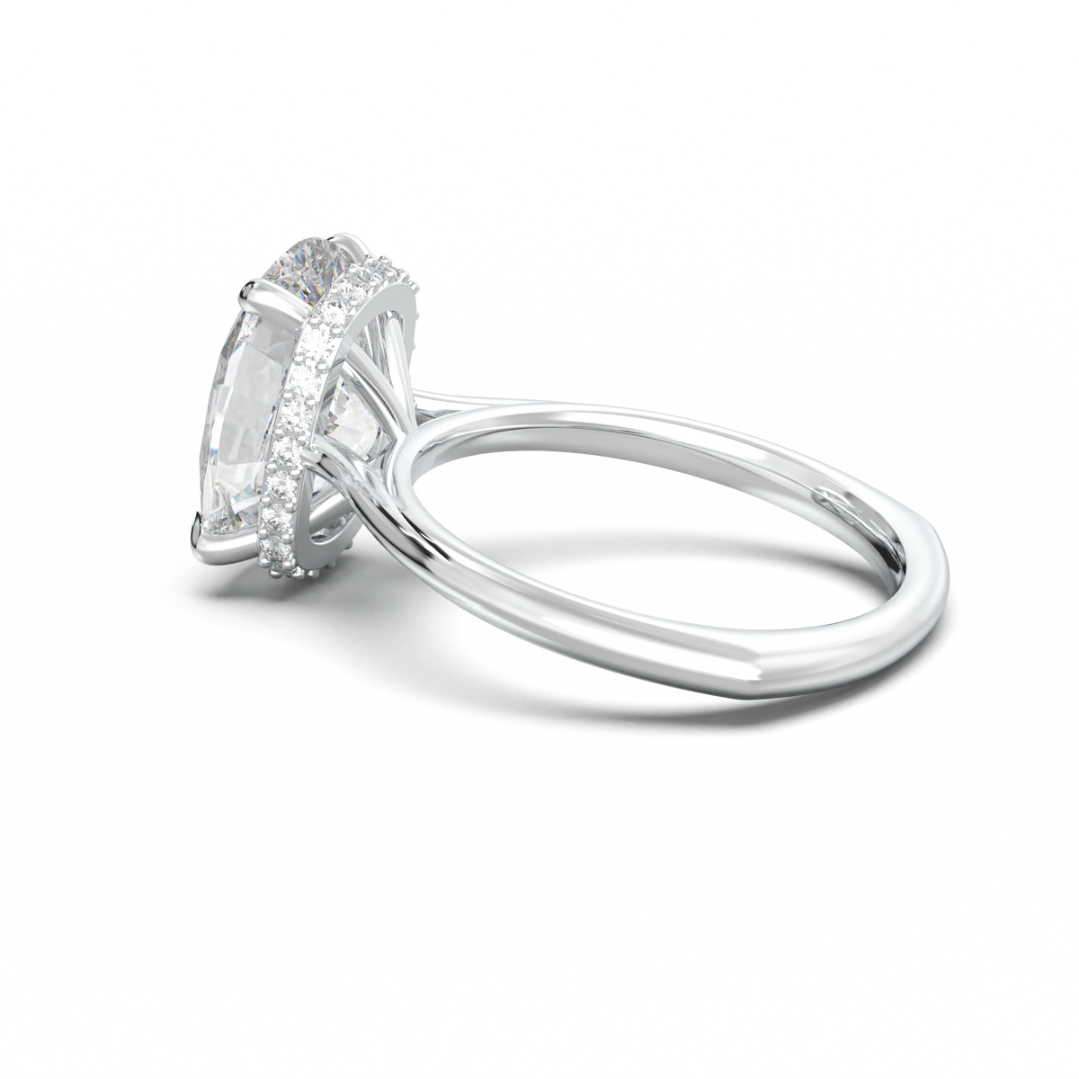 Cushion Hidden Halo Engagement Ring