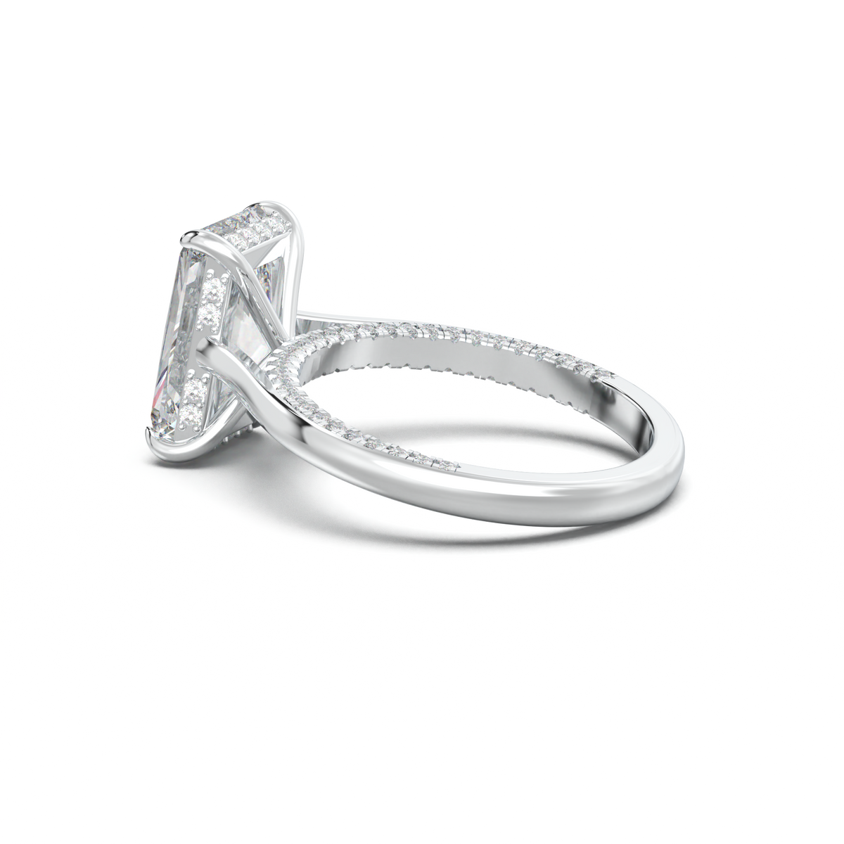 Radiant Pavé Hidden Halo Engagement Ring