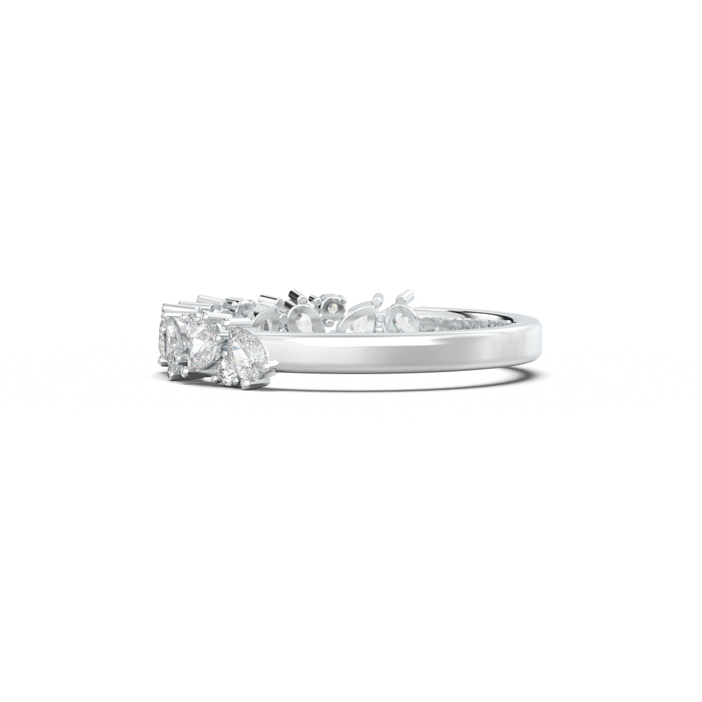 Alternating Pear & Round Half-Eternity Wedding Band