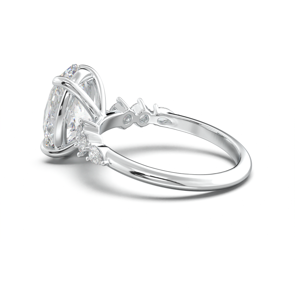 Oval Pear-Accent Engagement Ring