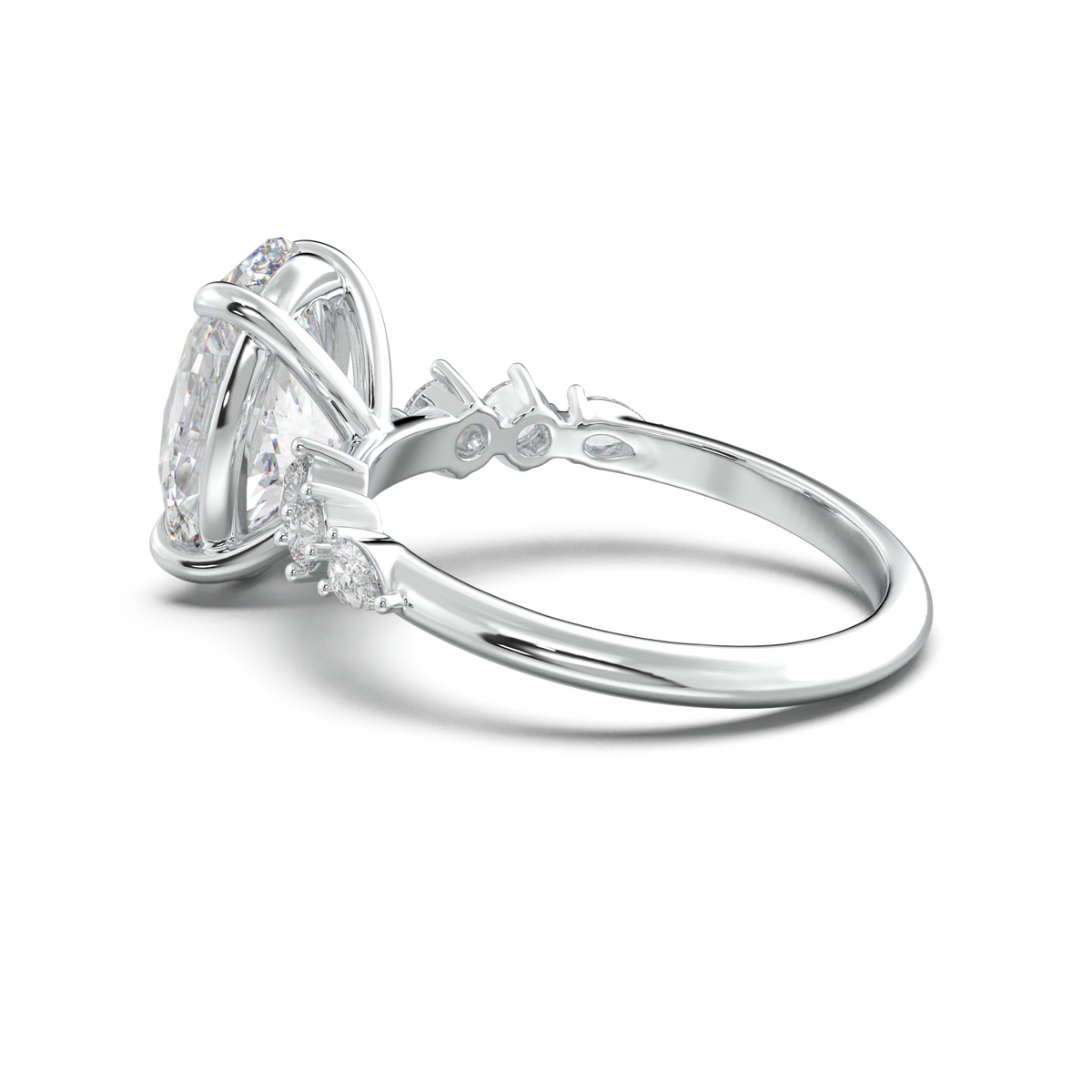 Oval Pear-Accent Engagement Ring