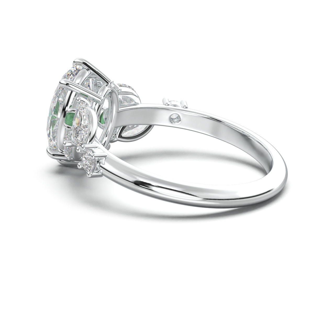 Oval Marquise-Accent Engagement Ring