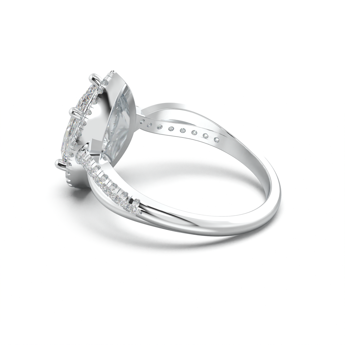 Pear Halo Twisted Pavé Engagement Ring