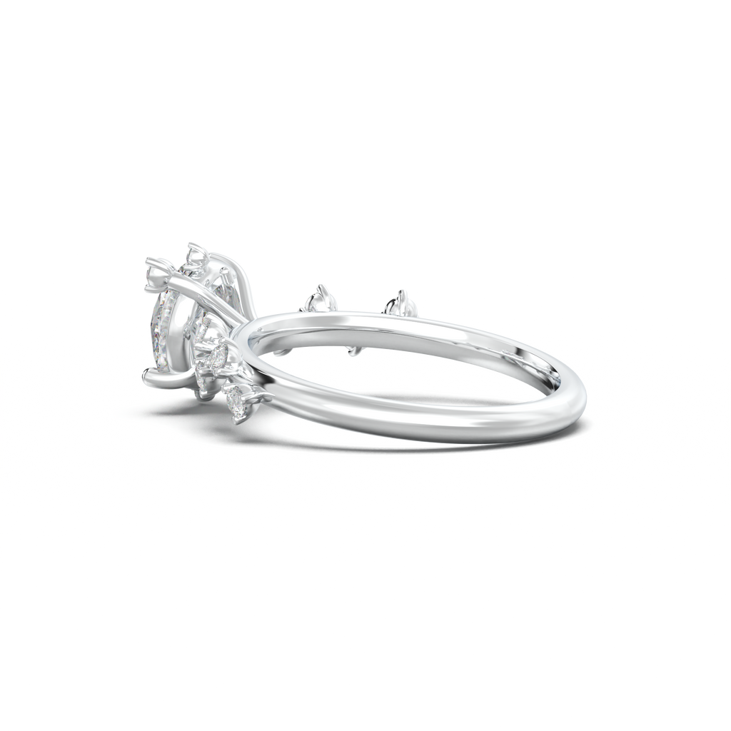 Round Botanical Accent Engagement Ring