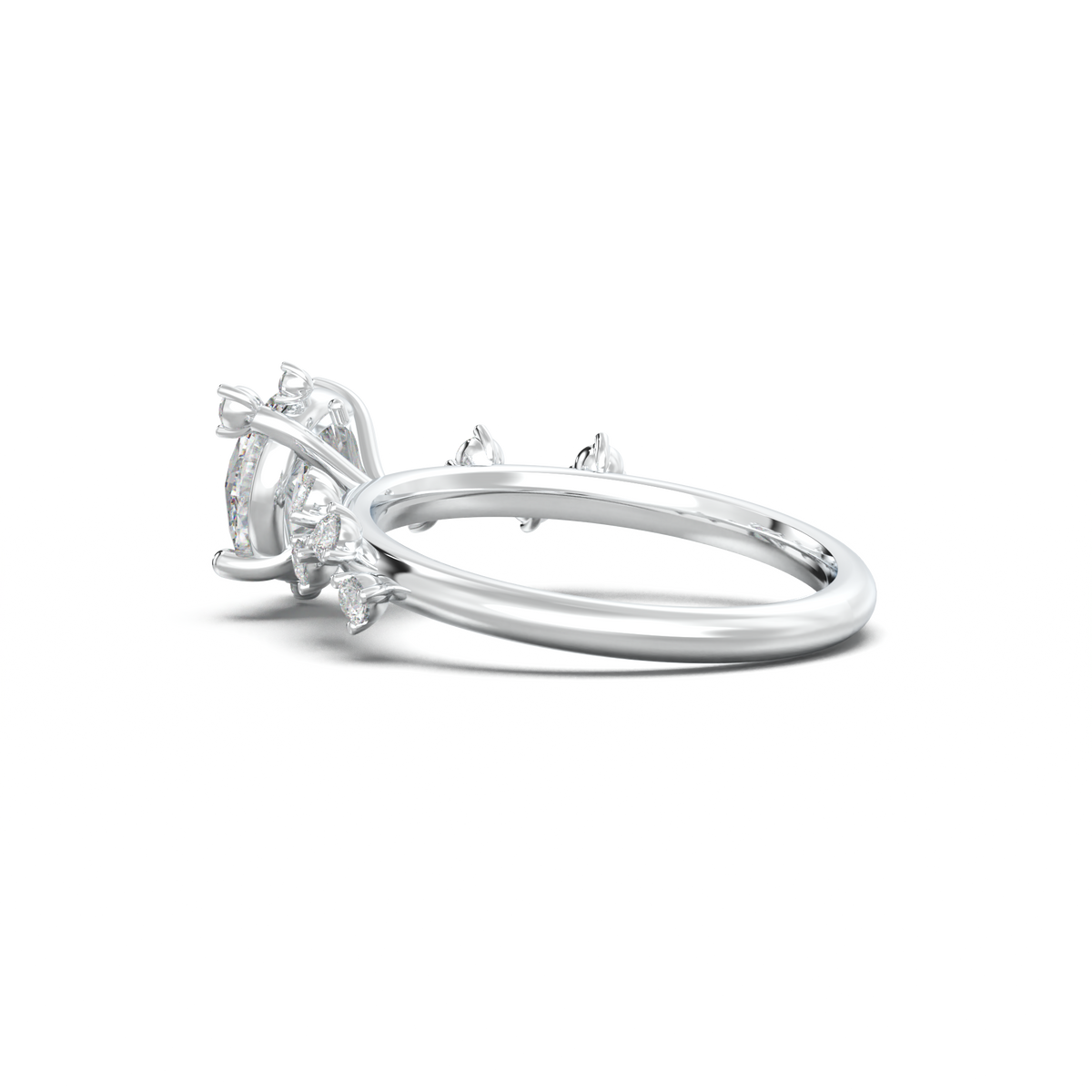Round Botanical Accent Engagement Ring