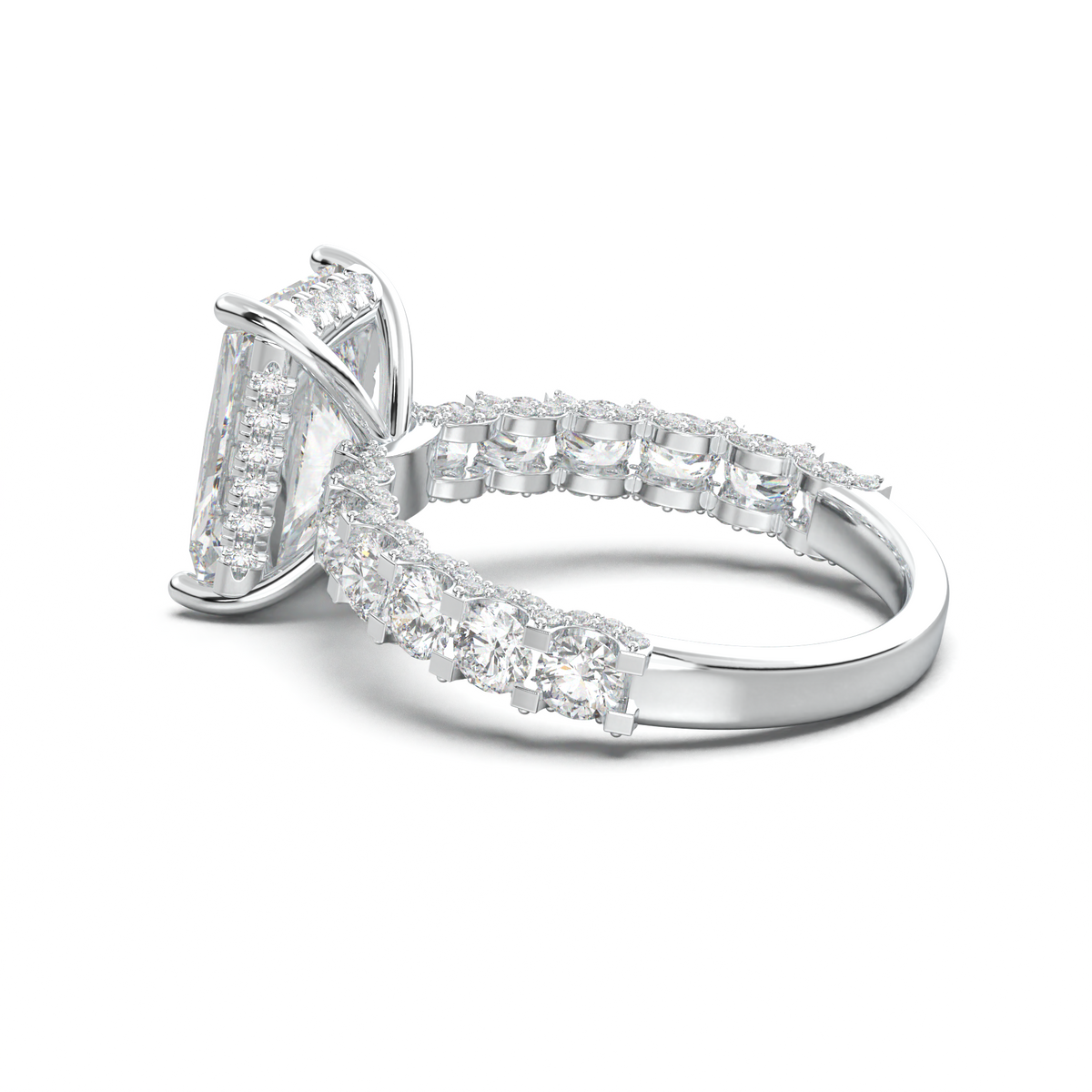Radiant Diamond Band Engagement Ring