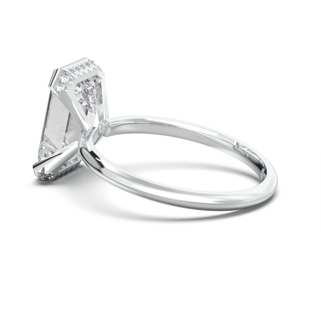 Emerald Hidden Halo Engagement Ring