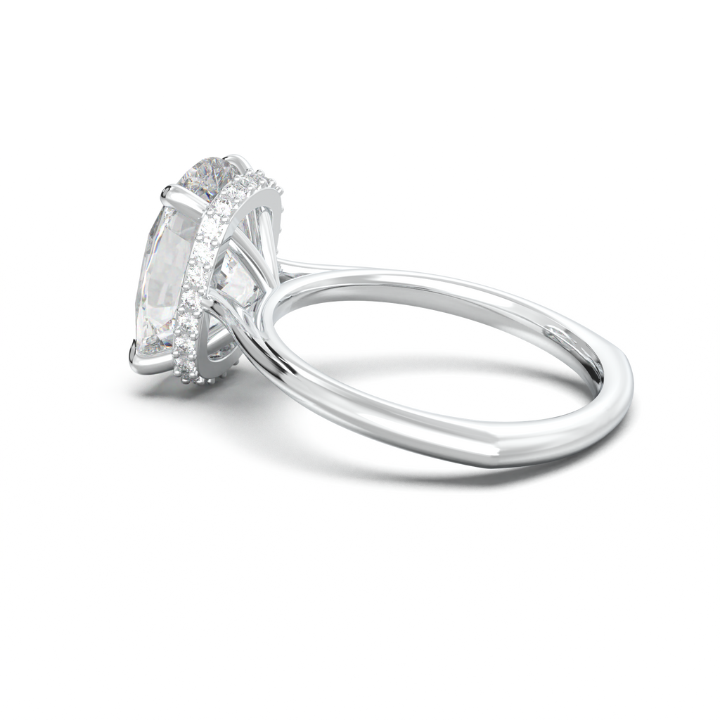 Cushion Hidden Halo Engagement Ring