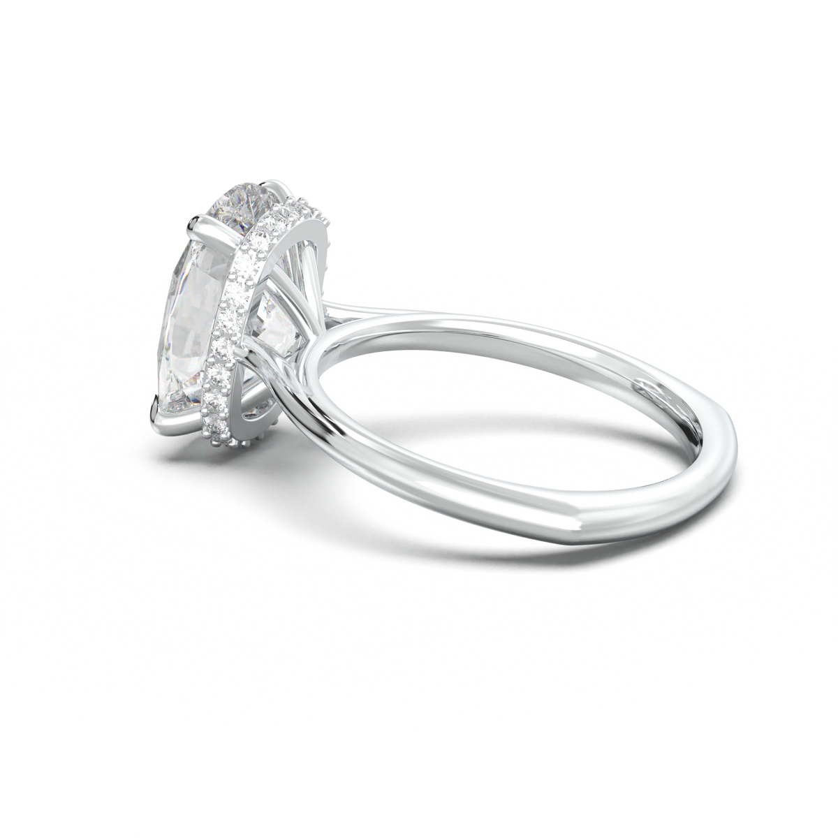 Cushion Hidden Halo Engagement Ring
