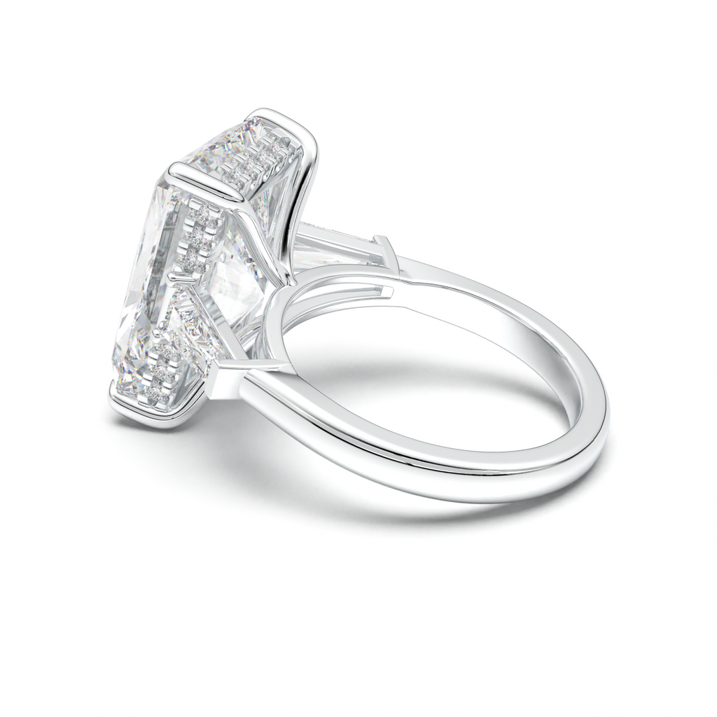 Radiant Baguette Hidden Halo Engagement Ring
