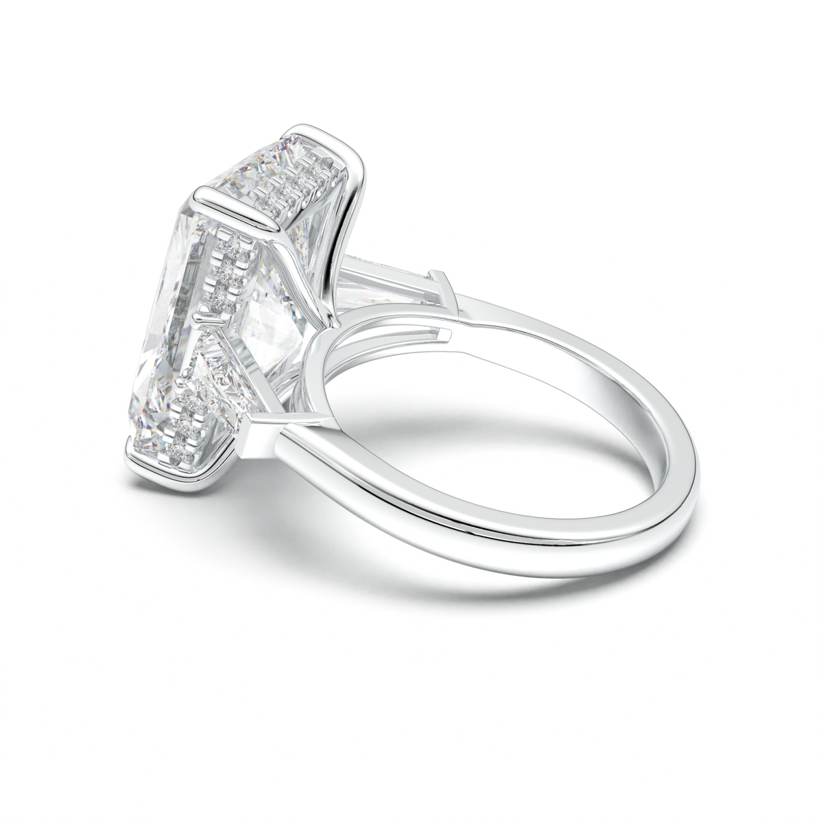 Radiant Baguette Hidden Halo Engagement Ring